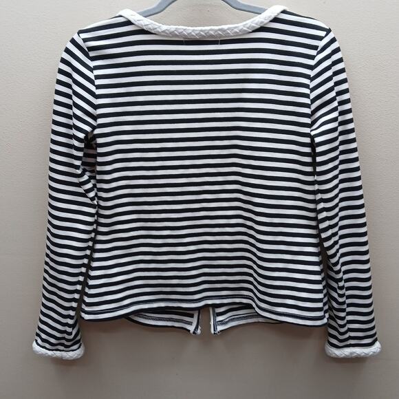 Luciano Dante Striped Nautical Anchor Buttons Jacket Black White Size Medium - Picture 2 of 6